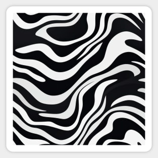 Monochrome Waves: Modern Abstract Ebb and Flow Sticker